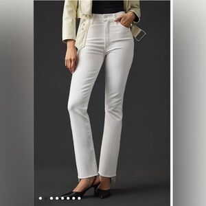 Size 33 MOTHER The Hustler High-Rise Ankle Fray corduroy white Jeans